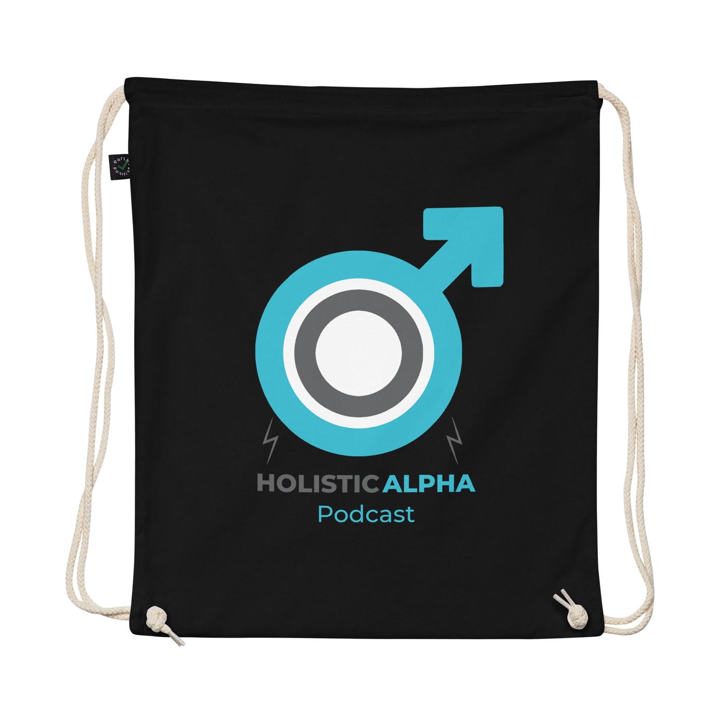 Holistic Alpha Podcast Organic Cotton Drawstring Bag