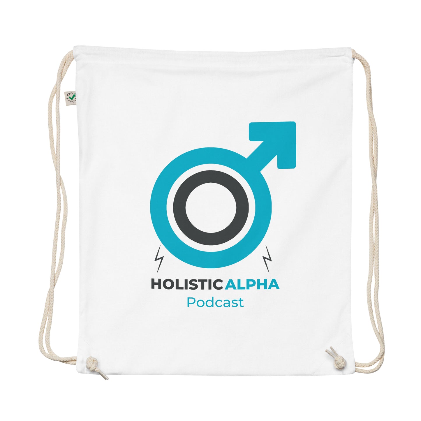 Holistic Alpha Podcast Organic Cotton Drawstring Bag